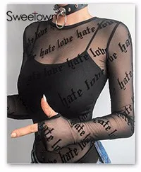 Sweetown V Neck Sexy Hot Bodycon Bodysuits Women Strap Sleeveless Rompers Letter Embroidery Bodysuit Party Clubwear Summer