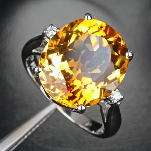 

2017 Anillos Qi Xuan_Fashion Yellow Stone Elegant Rings_Finger Rings_S925 Sliver Yellow Stone Ring_Manufacturer Directly Sales