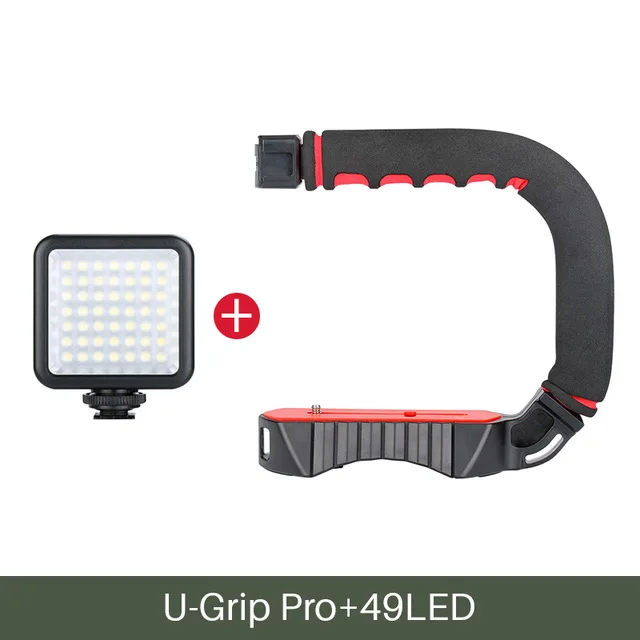 Ulanzi U-Grip Pro тройной башмак видео рукоятка для устойчивости зажимное кольцо Фото Студийный набор ж микрофон для iPhone 8 Xs Nikon Canon - Цвет: add Light