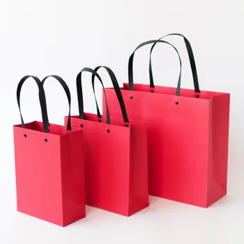 

5pcs/lot Rivet Business Gift Box Red Tote Bag Apparel Gift Gift Box Festive Wedding Paper Bag Packaging Box