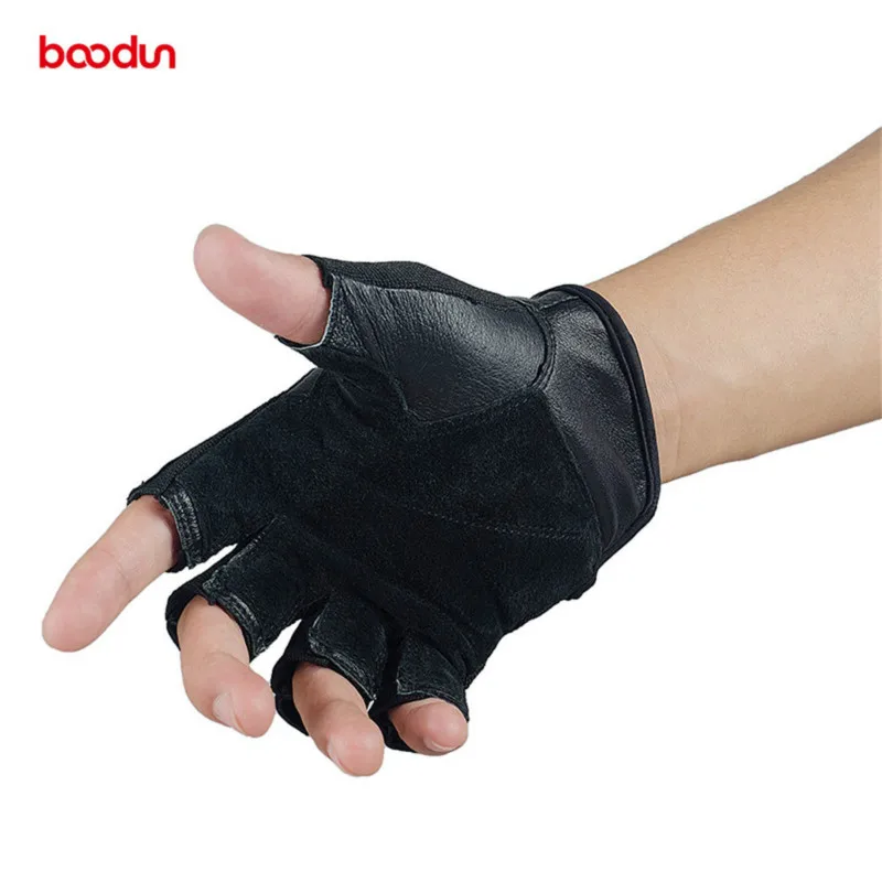  Boodun Genuine Leather Gym Gloves Men Women Breathable Crossfit Fitness Gloves Dumbbell Barbell Wei