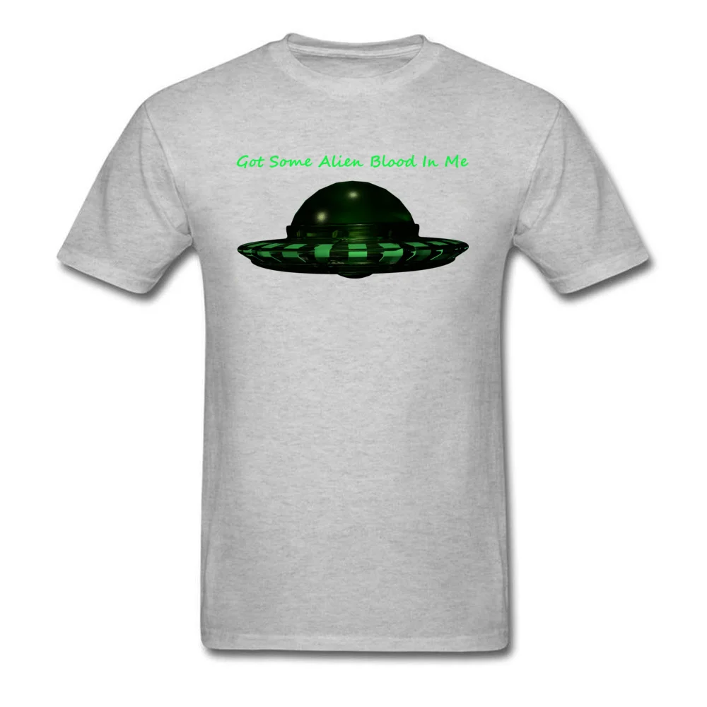 New Design Men T-Shirt Casual Custom Tops & Tees 100% Cotton Short Sleeve Normal T-shirts Crew Neck Wholesale Got Some Alien Blood In Me grey