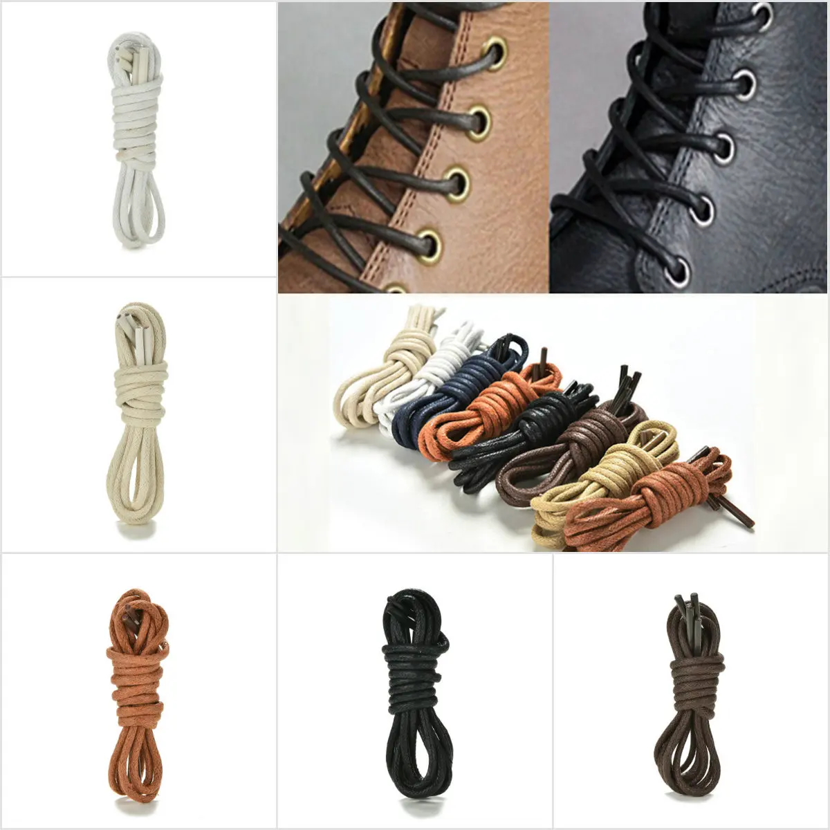 

High Quality Waterproof Leather Shoes Laces Round Shape Fine Rope Shoelaces White Black Red Blue Purple Brown Shoelaces