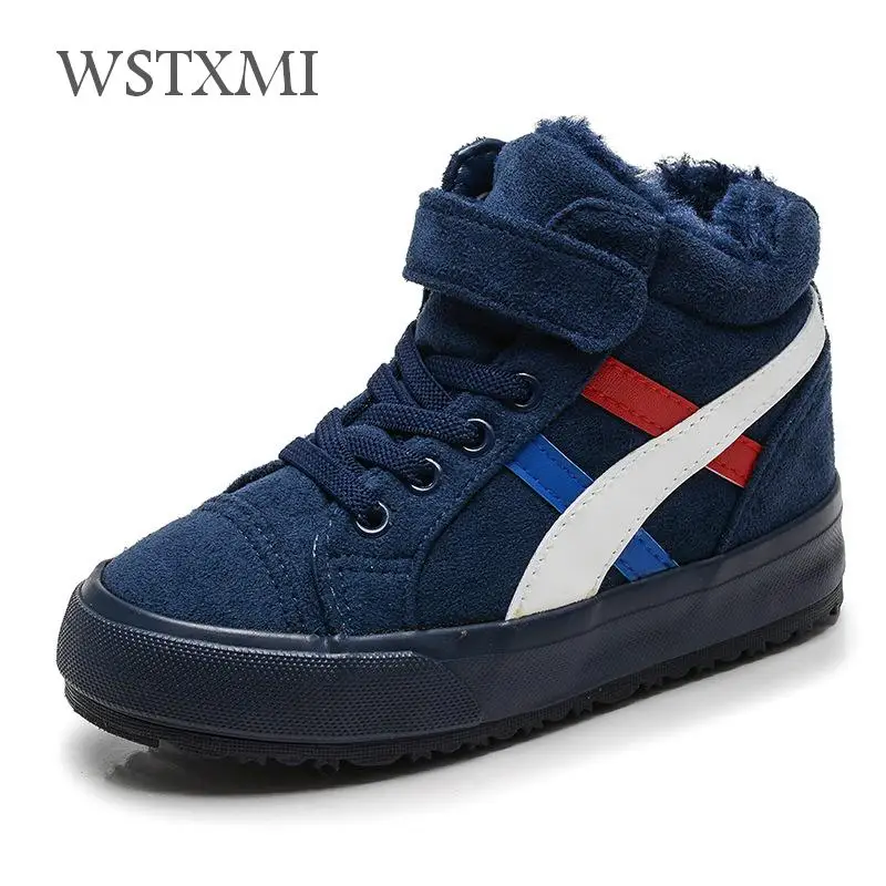 Boys Winter Boots Fashion Kids Sports Shoes Plush Warm Girl Sneakers Ankle Children Martin Boots Flock Leather Waterproof Boot