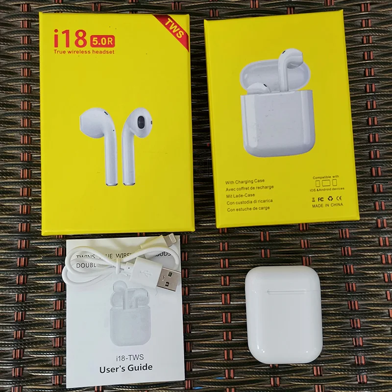 I18 TWS наушники Оригинальные Bluetooth стерео бас шумоизолирующие PK i9s i10 i12 tws i20 i30