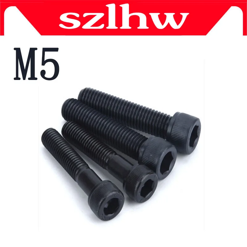 

High quality M5 DIN912 Metric Thread Black Grade 12.9 Alloy Steel Hex Socket Head Cap Screw Bolts M5*(6/8/10/12/14/15/16-85) mm