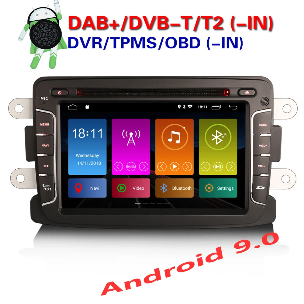 Discount Erisin ES2929D 7" Car Multimedia Player Auto Radio Android 9.0 DAB+ DVR OBD GPS  for Renault Dacia Duster 0