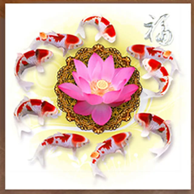 DIY Naik Ikan Berlian Bordir Lukisan Bunga Teratai  5D 