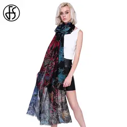 FS большие цветы платки Femme дамы длинные мягкие для женщин хлопок белье шарфы для шарфы печати большой размеры шали хиджаб, Пашмина осень зим