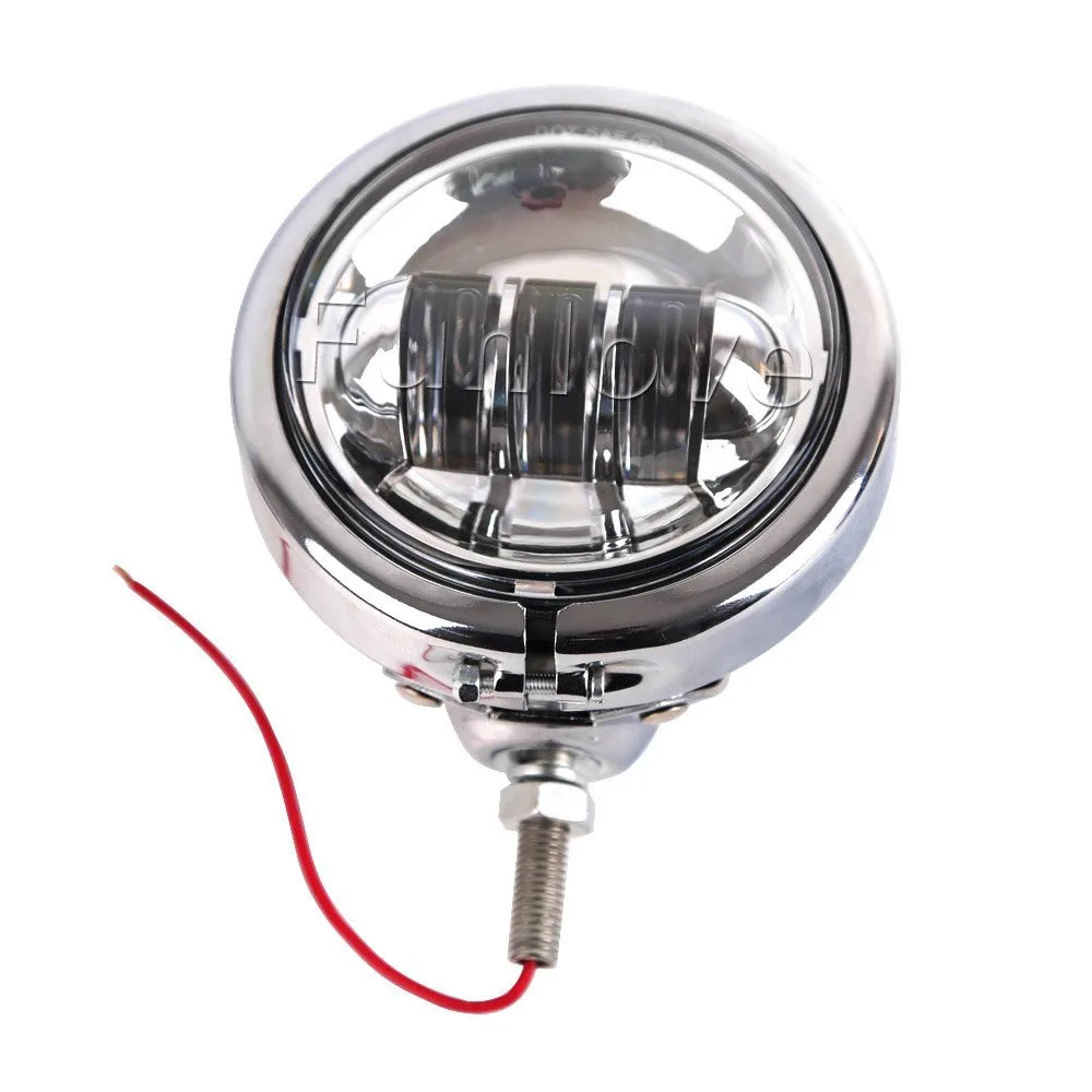 Pair BlackChrome 4.5 LED Fog Light Outer Cover 4 12 LED Fog Light Housing for Harley Davidson (13)