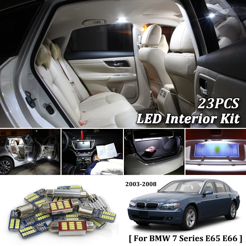 23Pcs White Canbus led Car font b interior b font lights Package Kit for BMW 7