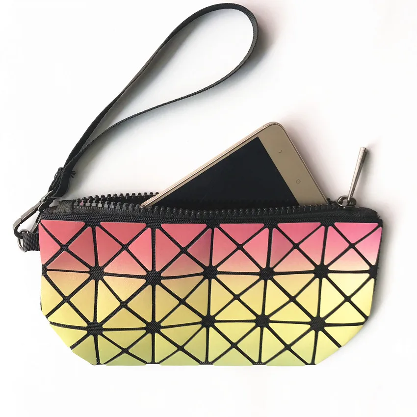 Deformable Women Geometry Quilted Plaid Mosaic Sequins Mirror Wallet Clutch Bag BaoBao Lattice Laser Foldable Bag (9)