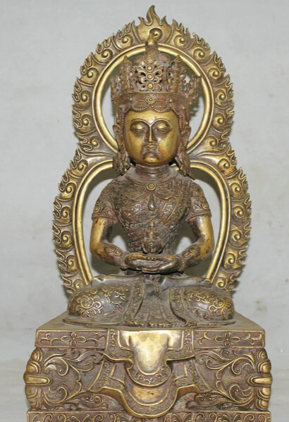 

JP S0524 17" Tibet Tibetan Buddhism Copper Seat Amitayus longevity God Goddess Statue