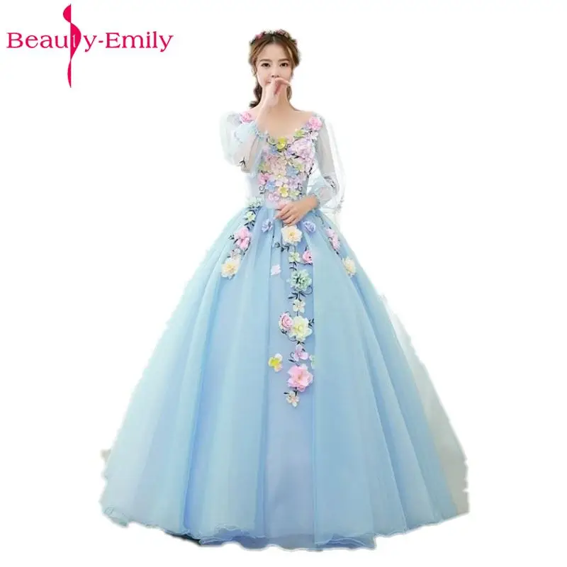 Длинный бальный светильник Emily бальное платье синего цвета Quinceanera платья