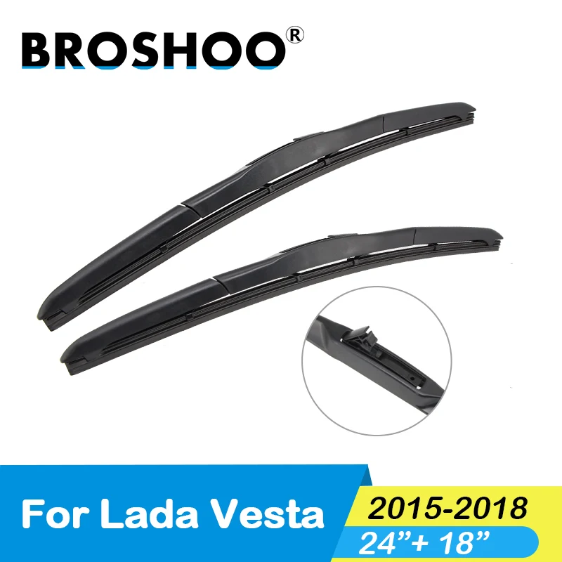 BROSHOO стеклоочистителей лобового стекла автомобиля мягкая резина для Лада Vesta 2"+ 18" Fit стандартный крюк рычаг Авто Стайлинг - Цвет: Vesta S-2418