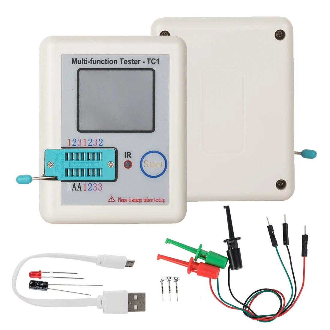 

Multifunctional Backlight Transistor Tester LCR-TC1 Electrical Colorful Digital LCD Display Powered by 3.7V battery