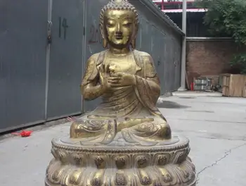 

Tibet Buddhism Temple Copper Bronze Gild Mahavairocana sakyamuni Buddha Statue