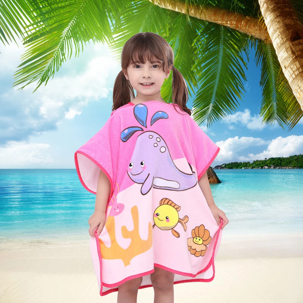 Детские пляжное полотенце с капюшоном пончо Для детей Халат полотенца Банные халат быстросохнущая Впитывающее микроволокно путешествия спорт Ванна Полотенца