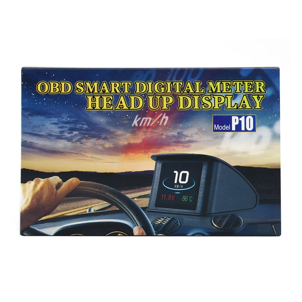 HUD P10 Автомобильный бортовой компьютер Автомобильный цифровой gps OBD вождения головы вверх дисплей Спидометр охлаждающей жидкости температура диагностический инструмент