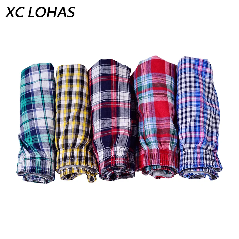 

5 pcs 10pcs Classic Plaid Men Boxer Shorts Loose Woven Arrow Panties Cotton Cuecas Boxers Underwear for Men Calzoncillos Hombre