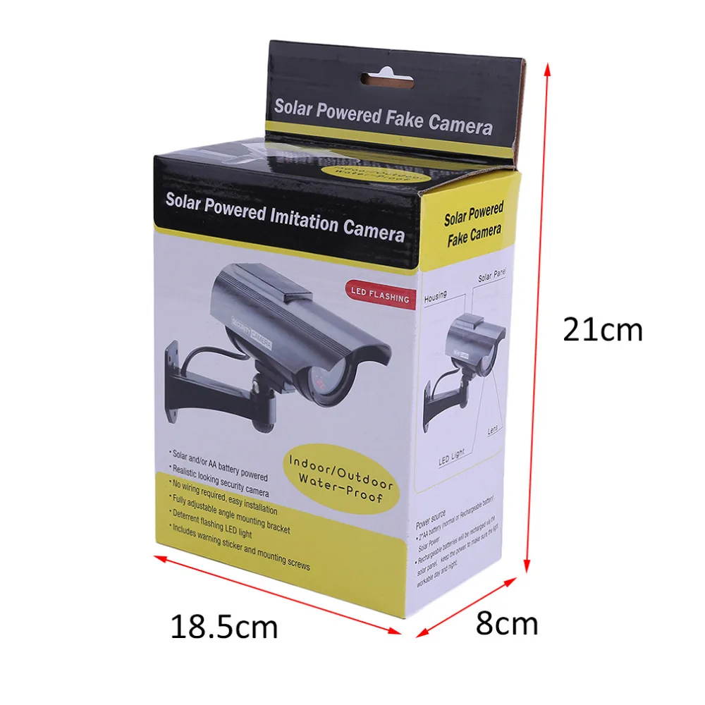  Solar Powered Fake Camera Indoor Outoodr Dummy Bullet CCTV Security Surveillance Camera with Blinki - 32790846048