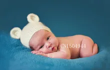 Handcraft Mohair fluffy crochet Teddy bear Bonnet Hat Beanie Photography prop Newborn Baby Photography Props