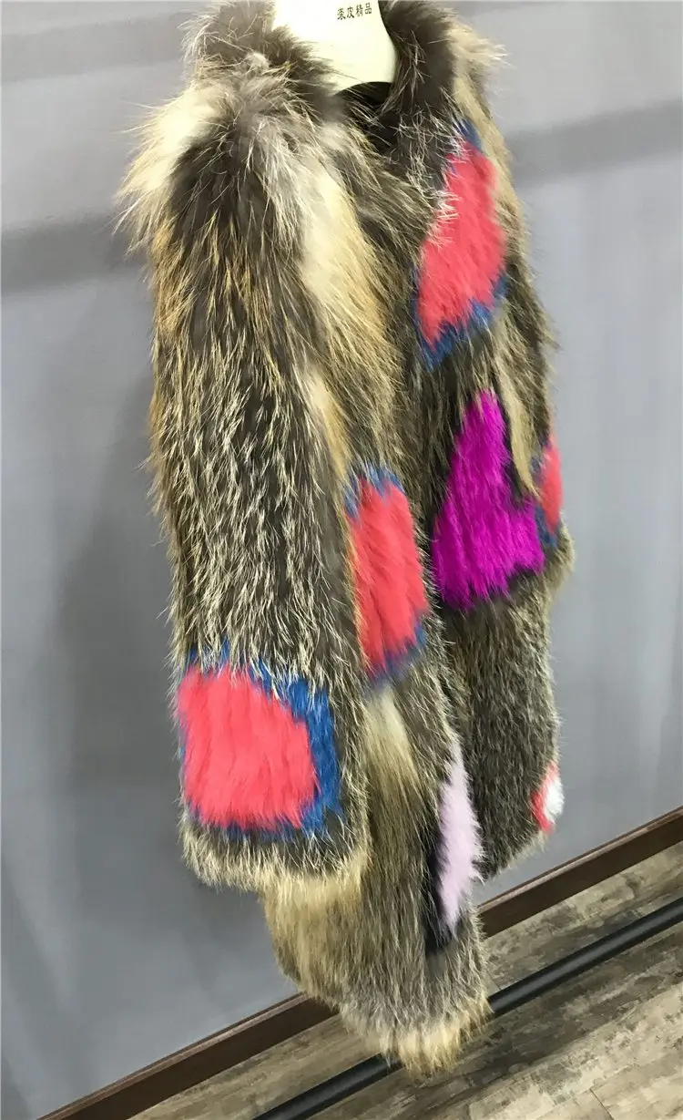 women real knitted fox fur coat long (21)