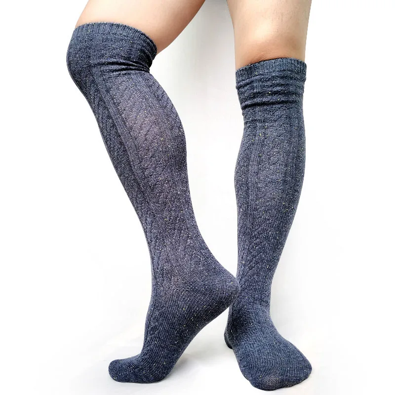 Толстые вязаные мужские сапоги-чулки носки выше колен сексуальные теплые зимние длинные носки для мужчин Striepd формальные деловые мужские