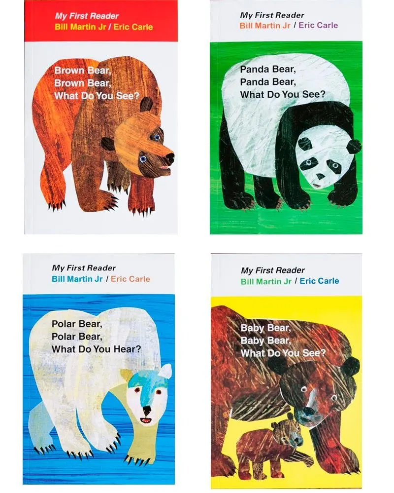 4 шт английская книга для детей мой первый читатель мини-библиотеки: бурый медведь, бурый медведь, что вы видите? Образовательные Популярные книга