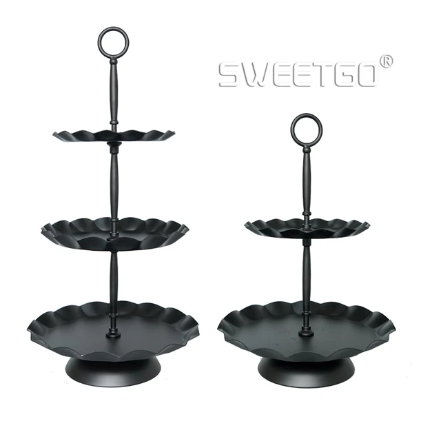 black cake stands metal