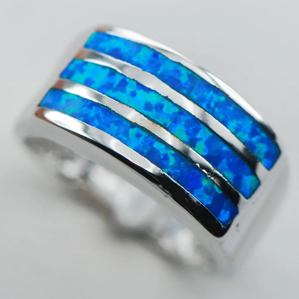 Blue Opal 925 Sterling Silver Ring Size 6 7 8 9 10 R1304