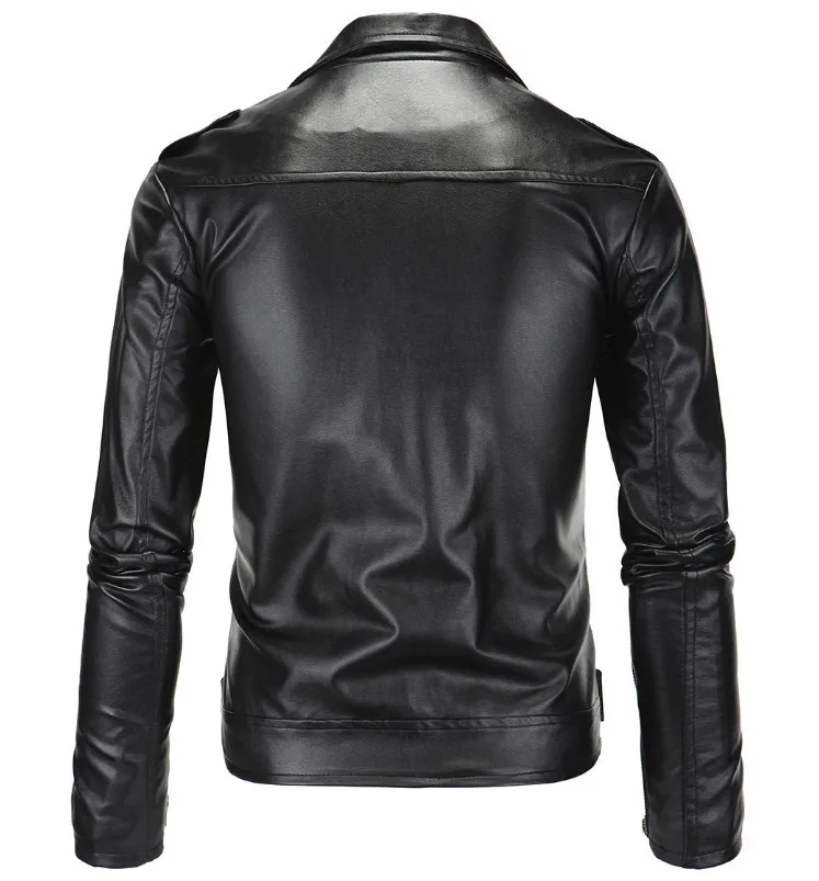 Весенняя модная мотоциклетная кожаная куртка, мужская приталенная куртка из искусственной кожи на Косой молнии, осенние мужские кожаные куртки, пальто черного и белого цвета