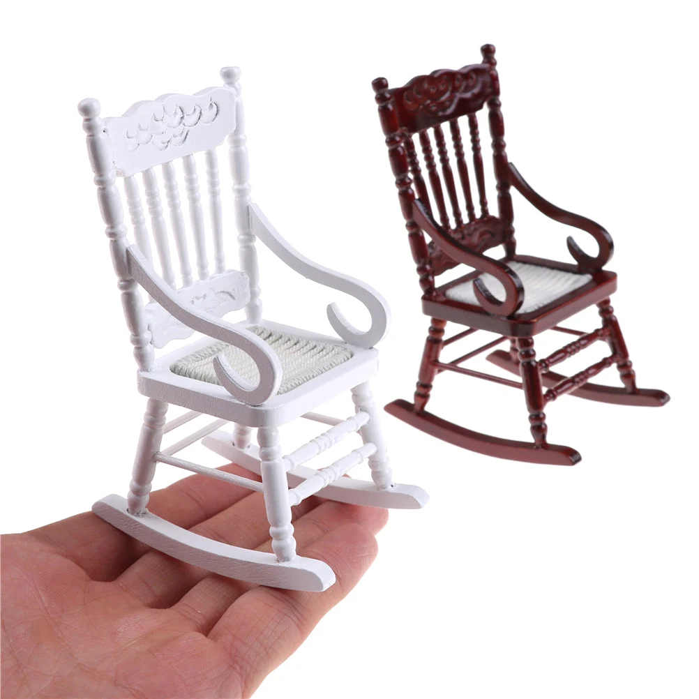 1 Pcs Dollhouse Miniature Furniture Rocking Chair Girls Pink 1 Pcs Dollhouse Miniature Furniture Rocking Chair Girls Pink