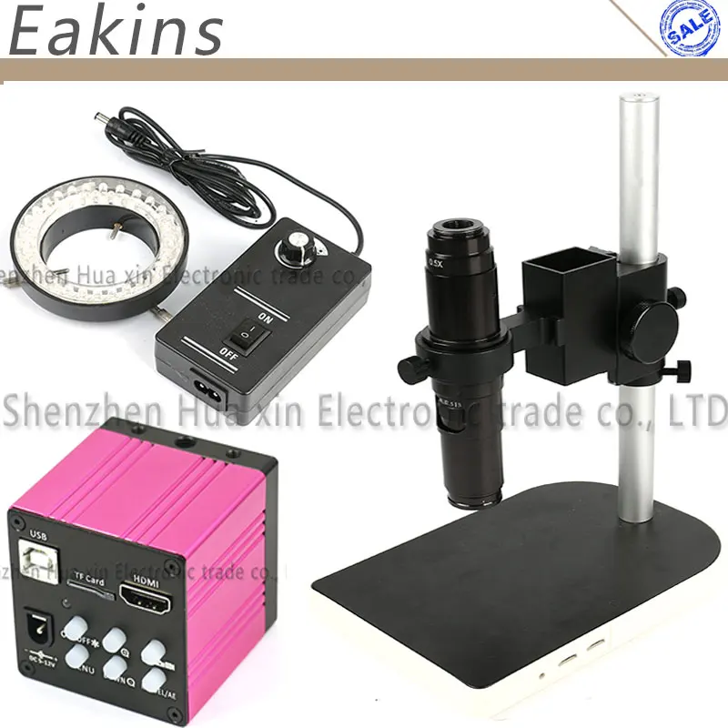 

14MP 1080P CMOS HDMI/USB Microscope Camera For Industry Lab PCB Video Recorder + 200X C-mount Lens + 60 LED Light + Stand