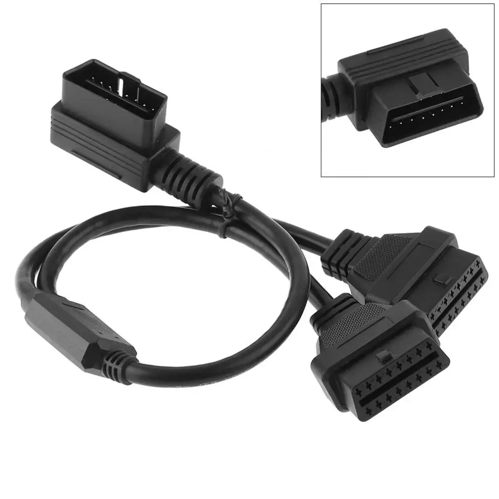 3 в 1 OBD-II 90 градусов L Тип 16 Pin папа 2 Женский 37 см универсальный расширенный разъем