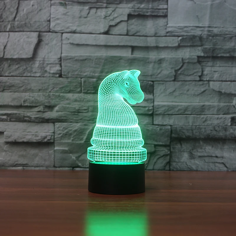 

7 Colors Changing 3D Chess Modelling Table Lamp Led Nightlight Horse Chess Lighting Fixture Bedroom Bedside Lighting Decor Gifts