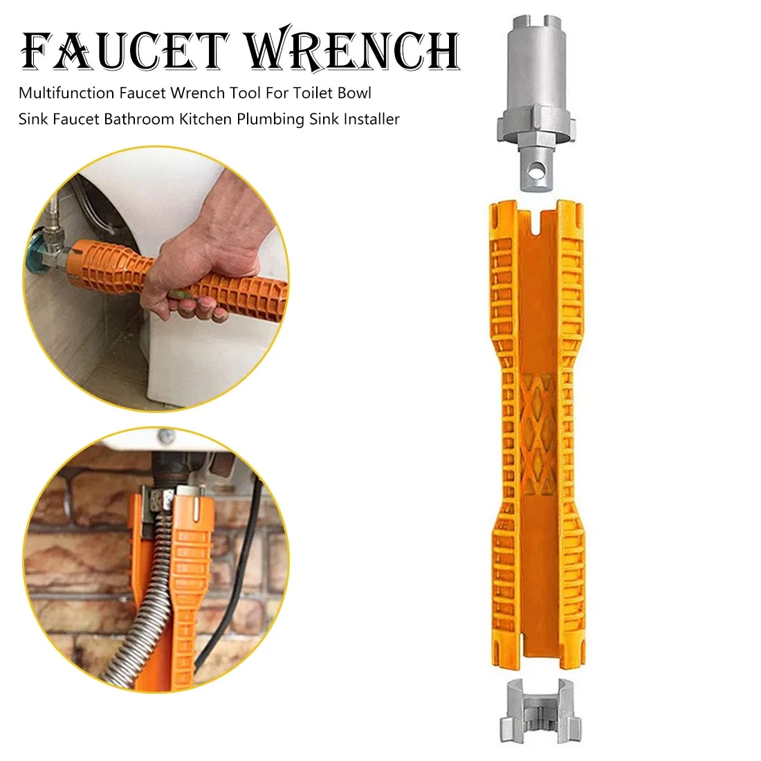Faucet and Sink Installer Wrench Anti Slip Handle Double Head Wrench