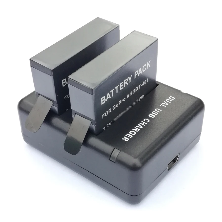Аккумуляторы для камеры GoPro Hero 4 4x двойное зарядное устройство USB AHDBT 401|battery for