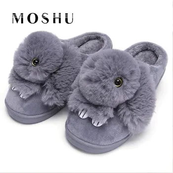 

Women Winter Home Slippers Ladies Animal Cute Bunny Warm Plush Indoor slippers House Soft Casual Shoes For Women
