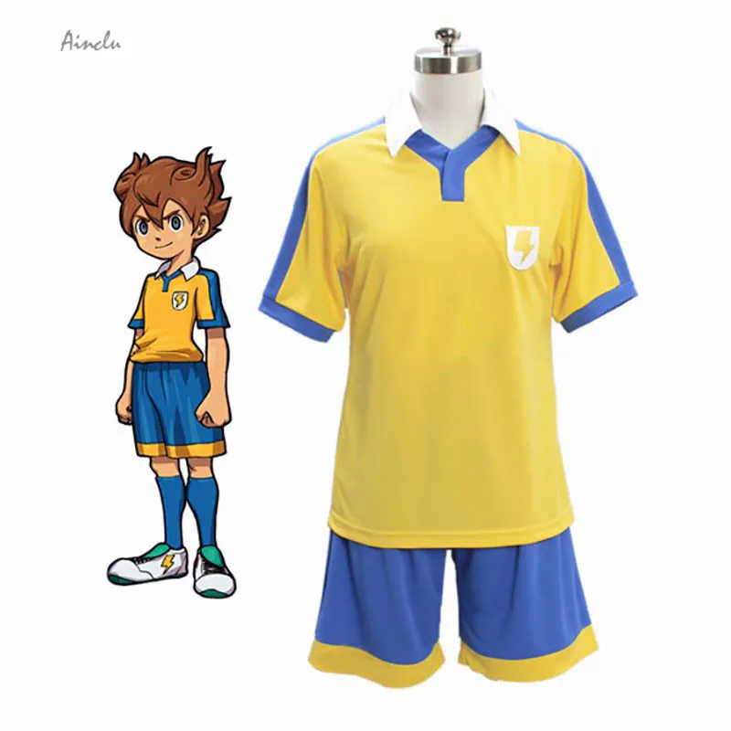 Ainclu Inazuma Eleven Raimon школьный золотой футбольный костюм для косплея Джерси