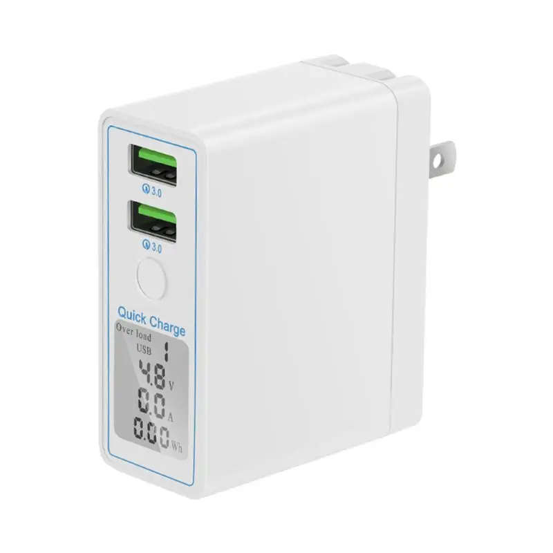 

LED Display Dual USB Quick Charger Travel Charging Adapter for iPhone Samsung Xiaomi Smartphones US Plug