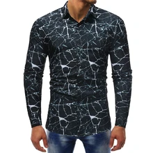 Мужская одежда новая 3D нерегулярная рубашка с принтом Мужская мода Повседневная с длинным рукавом Гавайская рубашка Slim Fit Camisa Social Masculina