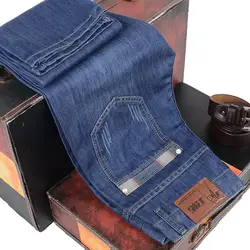 2019 четыре сезона стильные мужские повседневные джинсы тонкие прямые эластичные тонкие джинсы новые модные свободные талии длинные брюки