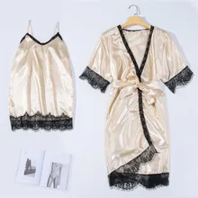 2 шт., пижамный комплект, купальный костюм, сексуальное кружевное Женское ночное белье, нижнее белье, ночная рубашка, ночная рубашка, халат для женщин размера плюс