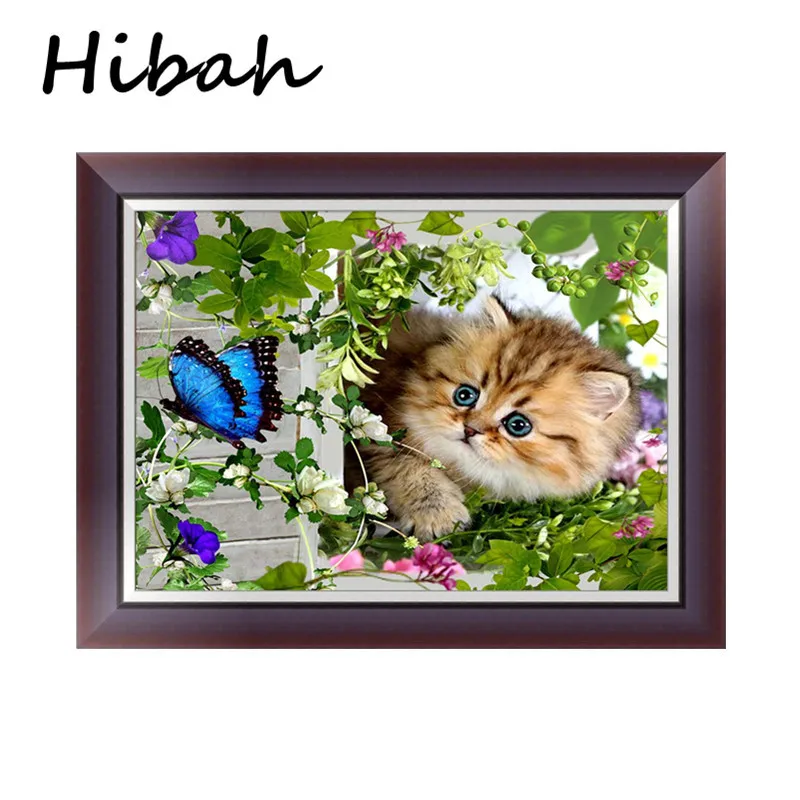 

5D DIY Diamond Embroidery Butterfly Cat Diamond Cross stitch Resin Round Diamond Mosaic Decoration New Year