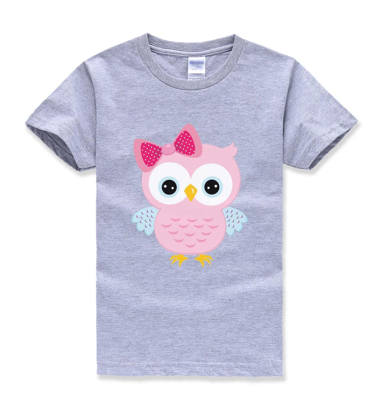 Детские футболки с короткими рукавами и принтом птицы уличная летняя футболка homme г. Повседневная футболка с круглым вырезом Детская одежда для маленьких девочек - Цвет: gray
