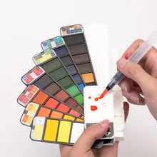 Веерообразная Форма Складной акварельные краски в наборе(18/25/33/42 Цвета