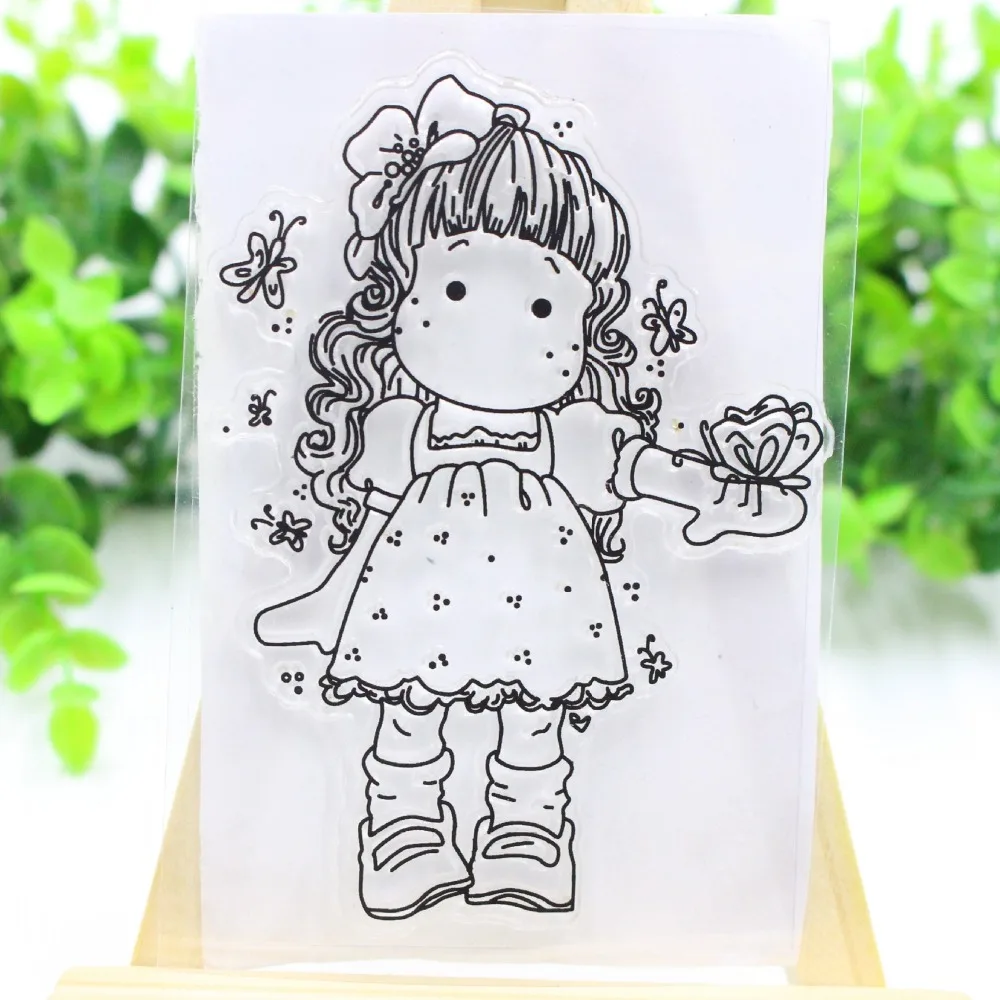 

Little Girl Doll Transparent Clear Rubber Stamp Seal for DIY Scrapbooking Photo Album Decorative Clear Stamp Sheets F4713