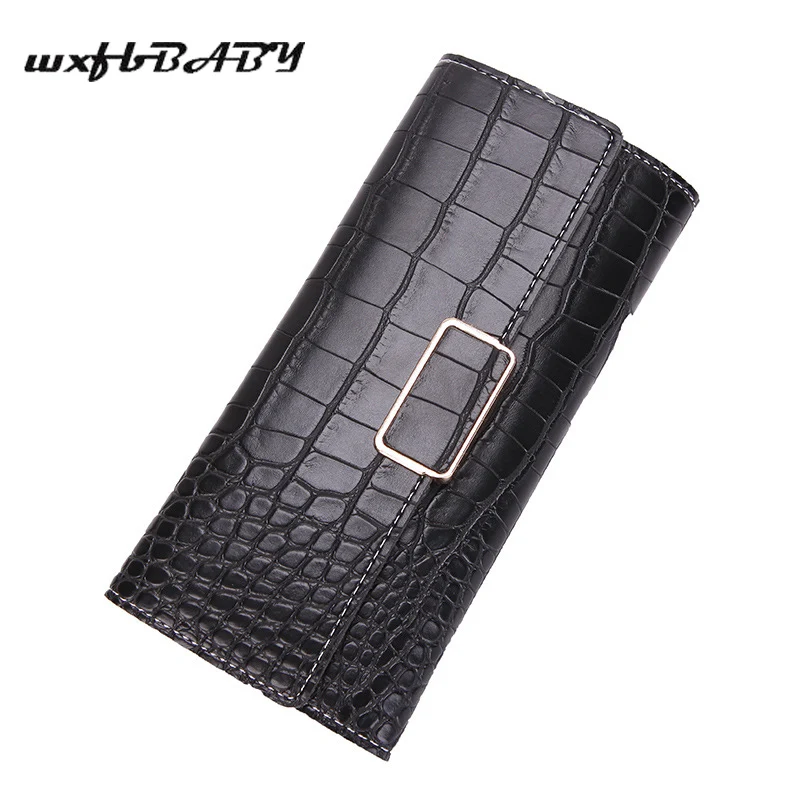 2018 New Shining Women Crocodile Leather Wallet Women Long PU Leather