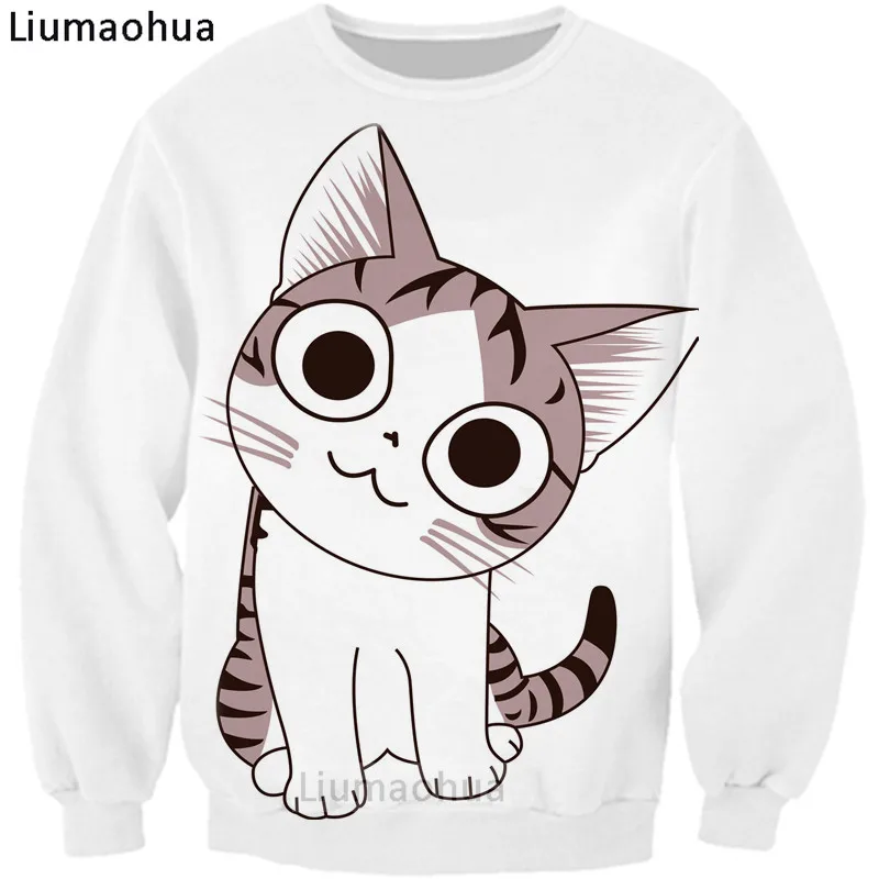 Liumaohua бренда мультфильм печатных сыр котенок 3D свитшот с принтом топы S-5XL